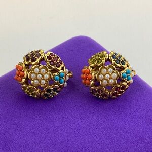 💛 Rare Vintage Gold Plated D’Orlan “Buried Treasure” Earrings | Bold Statement